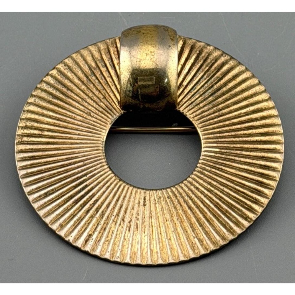 Vintage Sterling Silver Brooch Steiner Modernist Sunburst Circle 1.75"